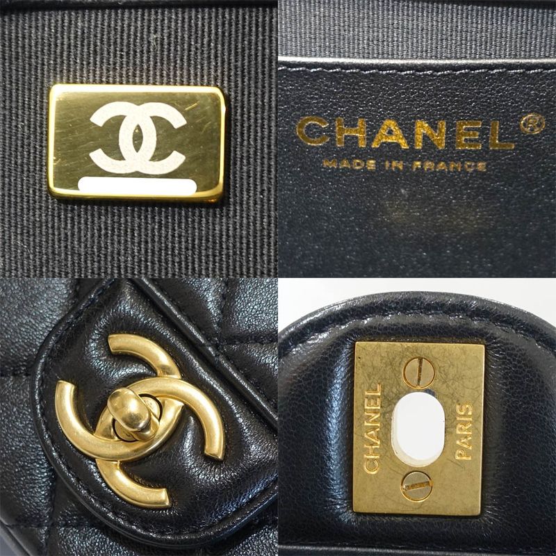 Chanel Mini Matelasse Shoulder Bag Leather Pearl BK Gdhardware Random