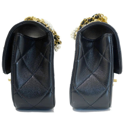 Chanel Mini Matelasse Shoulder Bag Leather Pearl BK Gdhardware Random