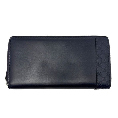 Gucci Wallet Leather Mistral Micro Guccissima Navy Silver