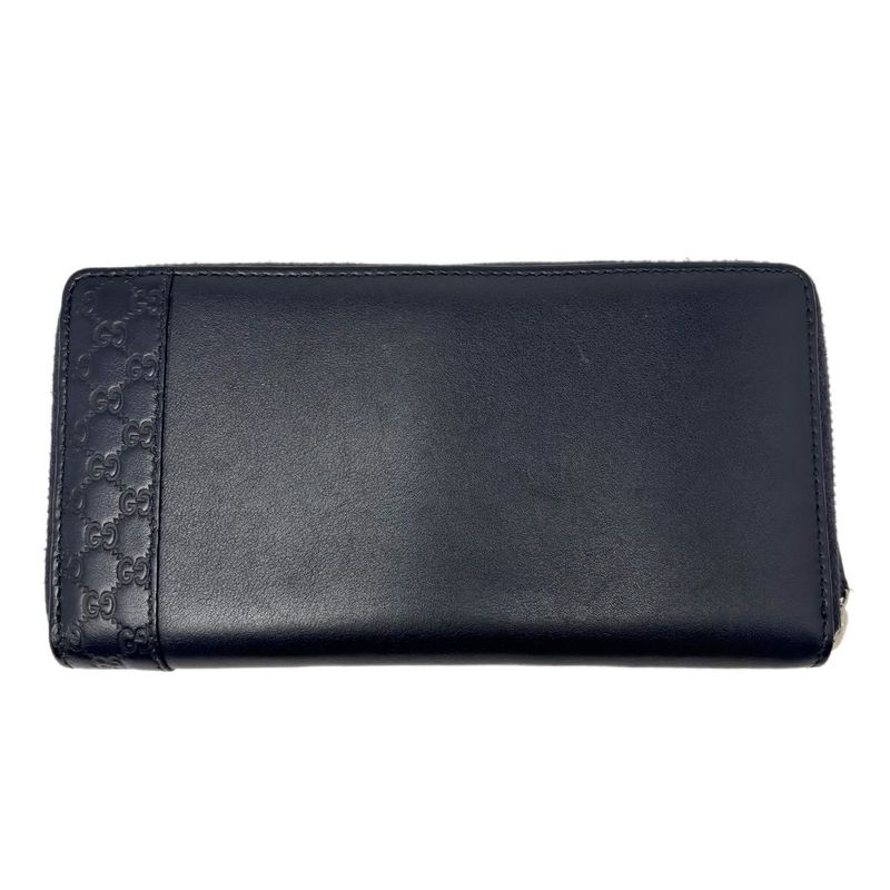 Gucci Wallet Leather Mistral Micro Guccissima Navy Silver