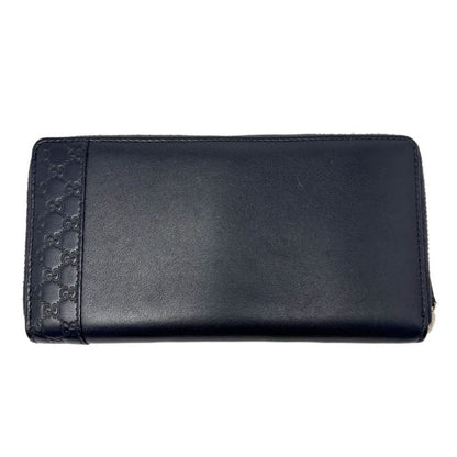 Gucci Wallet Leather Mistral Micro Guccissima Navy Silver