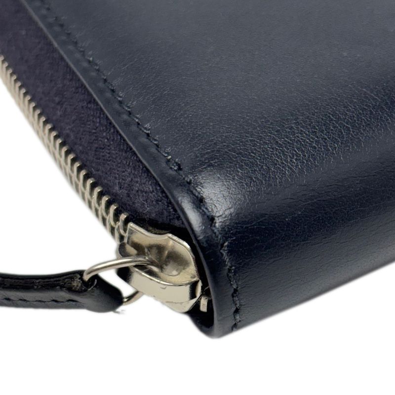 Gucci Wallet Leather Mistral Micro Guccissima Navy Silver