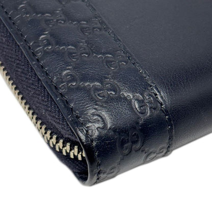 Gucci Wallet Leather Mistral Micro Guccissima Navy Silver