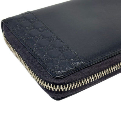 Gucci Wallet Leather Mistral Micro Guccissima Navy Silver