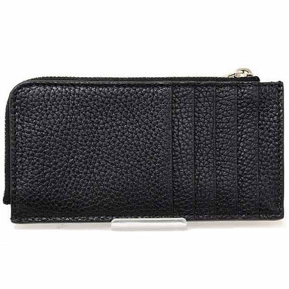 Gucci Logo Zip Card Case Coin Fragment Black Grain Leather