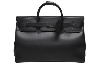 Gucci Kelly Shape Logo Boston Bag Calfskin Leather Black Silver