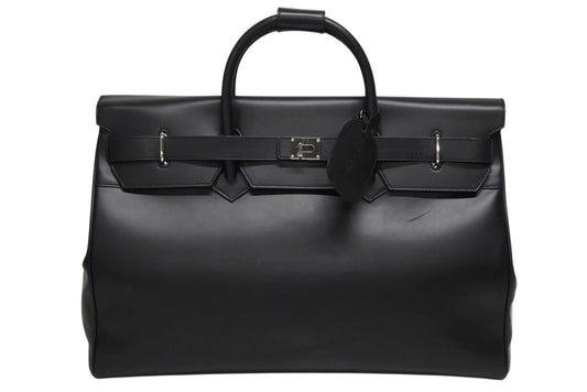 Gucci Kelly Shape Logo Boston Bag Calfskin Leather Black Silver