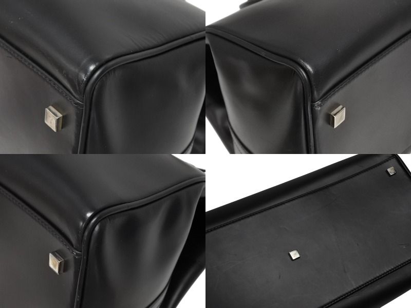 Gucci Kelly Shape Logo Boston Bag Calfskin Leather Black Silver — view 8