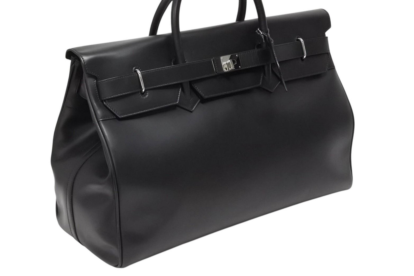 Gucci Kelly Shape Logo Boston Bag Calfskin Leather Black Silver — view 3