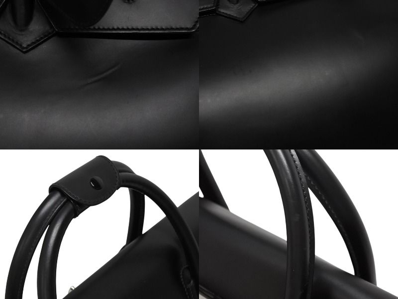 Gucci Kelly Shape Logo Boston Bag Calfskin Leather Black Silver — view 6