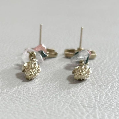 Chanel CC Logo Drop Earrings Stone Gold