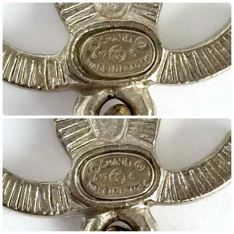 Chanel CC Logo Drop Earrings Stone Gold
