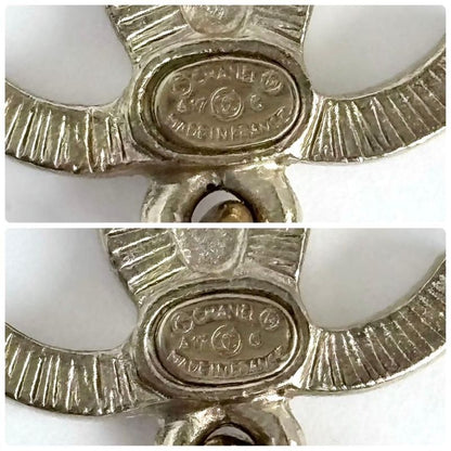 Chanel CC Logo Drop Earrings Stone Gold
