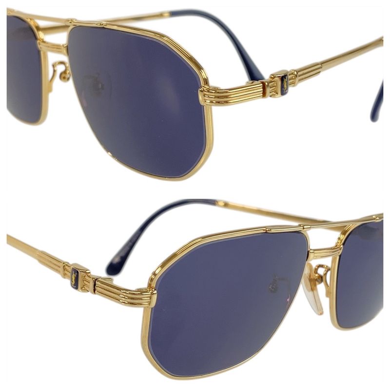 YVES Saint Laurent Yves Saint Laurent Vintage YSL Gold Navy 55▫16 142 Sunglasses