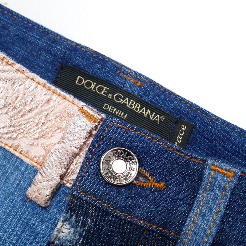 Dolce & Gabbana Denim Pants 40 Patchwork Tapered