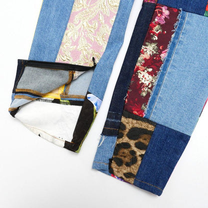 Dolce & Gabbana Denim Pants 40 Patchwork Tapered