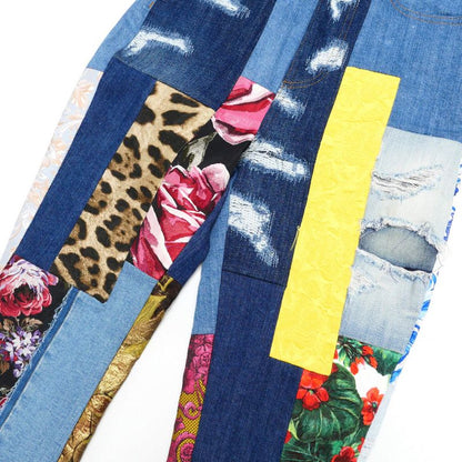 Dolce & Gabbana Denim Pants 40 Patchwork Tapered