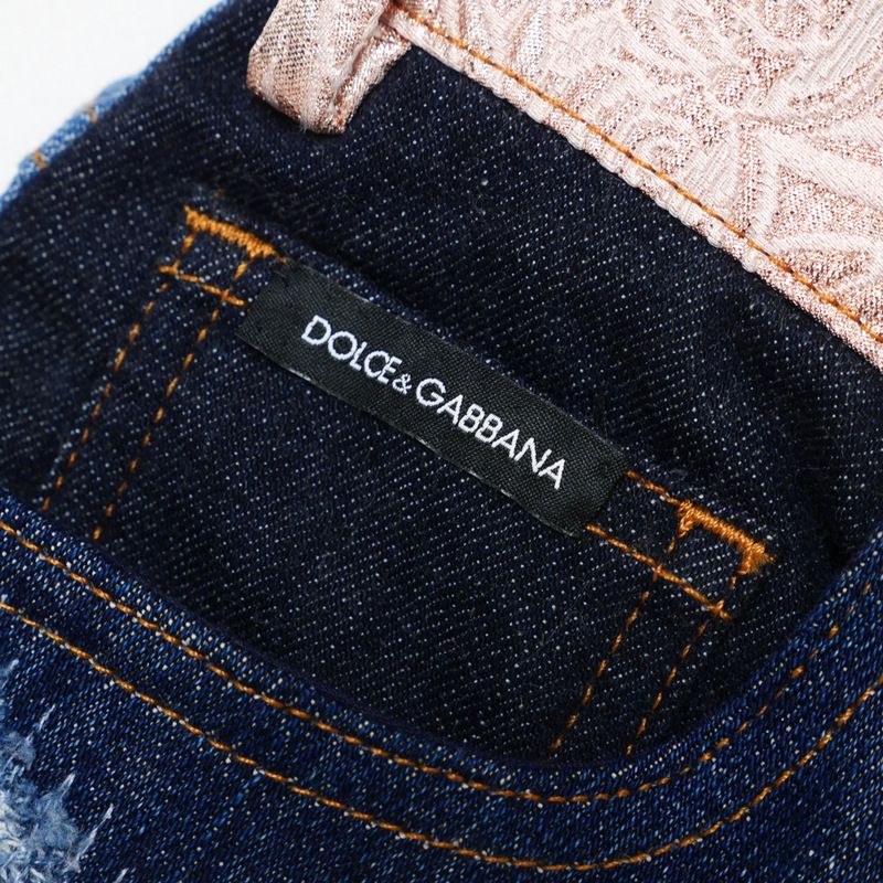 Dolce & Gabbana Denim Pants 40 Patchwork Tapered