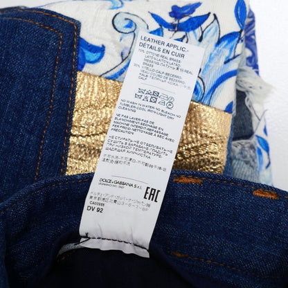 Dolce & Gabbana Denim Pants 40 Patchwork Tapered