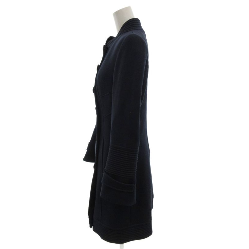 Versace Double Breasted Long Coat Stand Neck Quilted Lining 38 Navy GV • GY18
