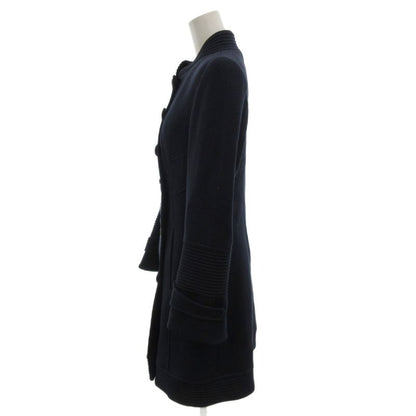 Versace Double Breasted Long Coat Stand Neck Quilted Lining 38 Navy GV • GY18