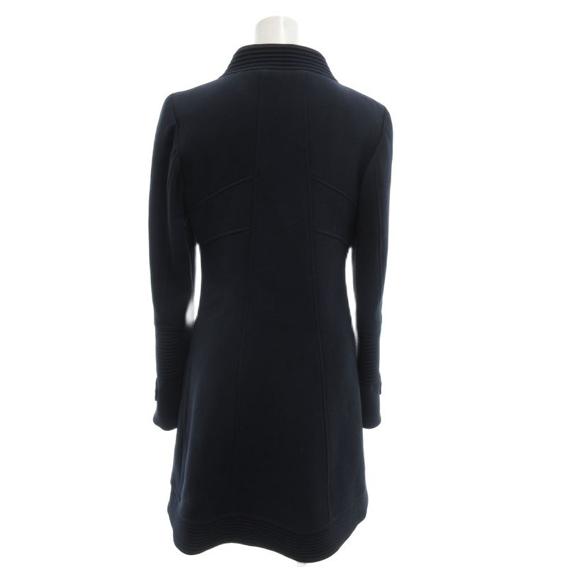 Versace Double Breasted Long Coat Stand Neck Quilted Lining 38 Navy GV • GY18