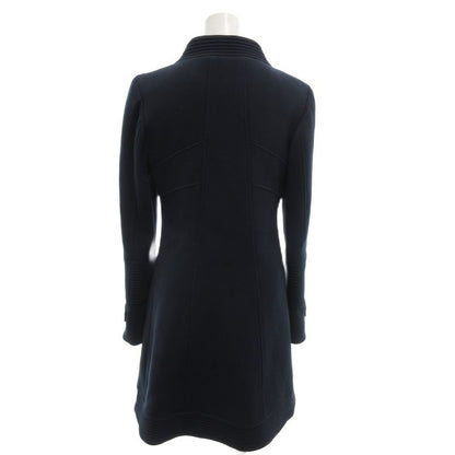 Versace Double Breasted Long Coat Stand Neck Quilted Lining 38 Navy GV • GY18