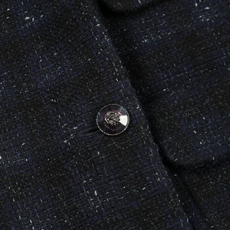 Chanel Bijou Lion Button Iridescent Wool Tweed Double Breasted Wool Nylon Coat