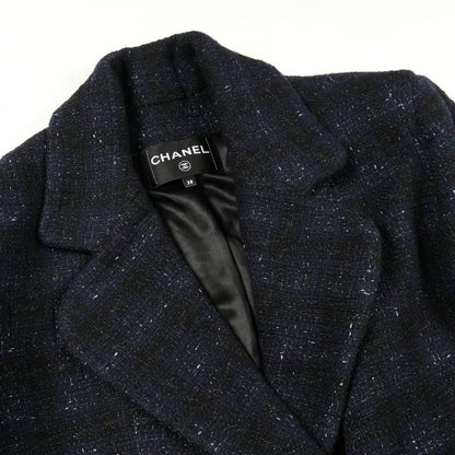 Chanel Bijou Lion Button Iridescent Wool Tweed Double Breasted Wool Nylon Coat
