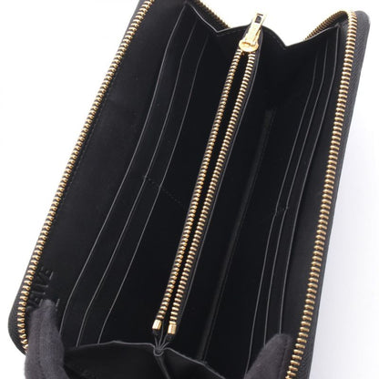 Loewe Round Long Wallet Anagram Black Leather Anagram Round Long Wallet Women's