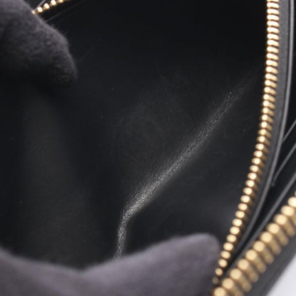 Loewe Round Long Wallet Anagram Black Leather Anagram Round Long Wallet Women's