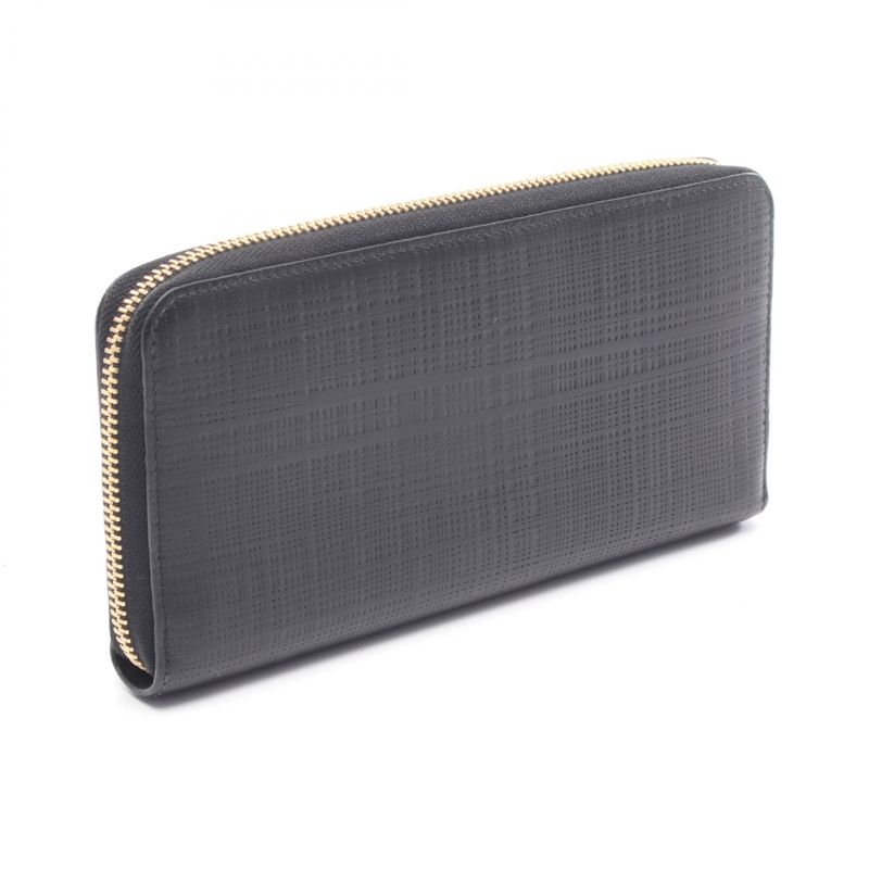 Loewe Round Long Wallet Anagram Black Leather Anagram Round Long Wallet Women's