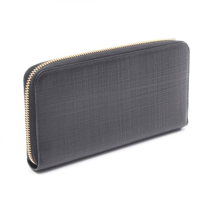 Loewe Round Long Wallet Anagram Black Leather Anagram Round Long Wallet Women's