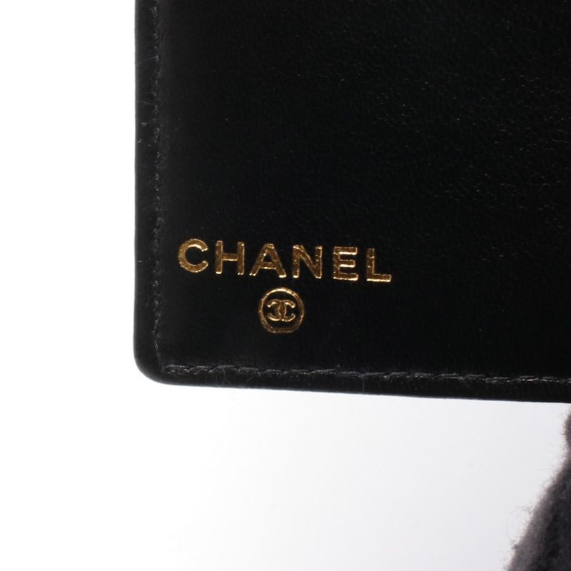 Chanel Bifold Long Wallet Coco Mark A13498 Black Leather Coco Mark Bifold