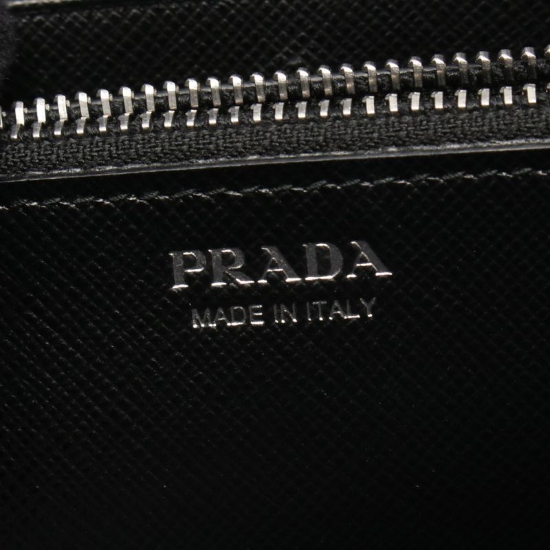 Prada Bifold Long Wallet Tessuto Black Nylon Leather Triangle Logo ZIP Long