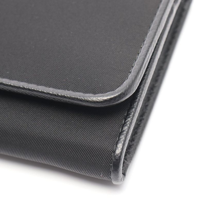 Prada Bifold Long Wallet Tessuto Black Nylon Leather Triangle Logo ZIP Long