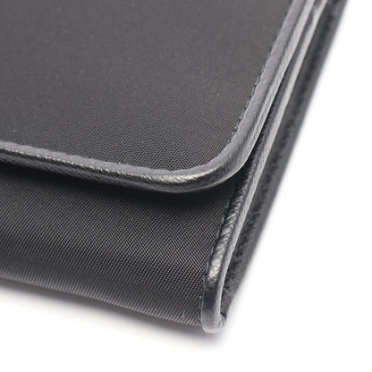 Prada Bifold Long Wallet Tessuto Black Nylon Leather Triangle Logo ZIP Long