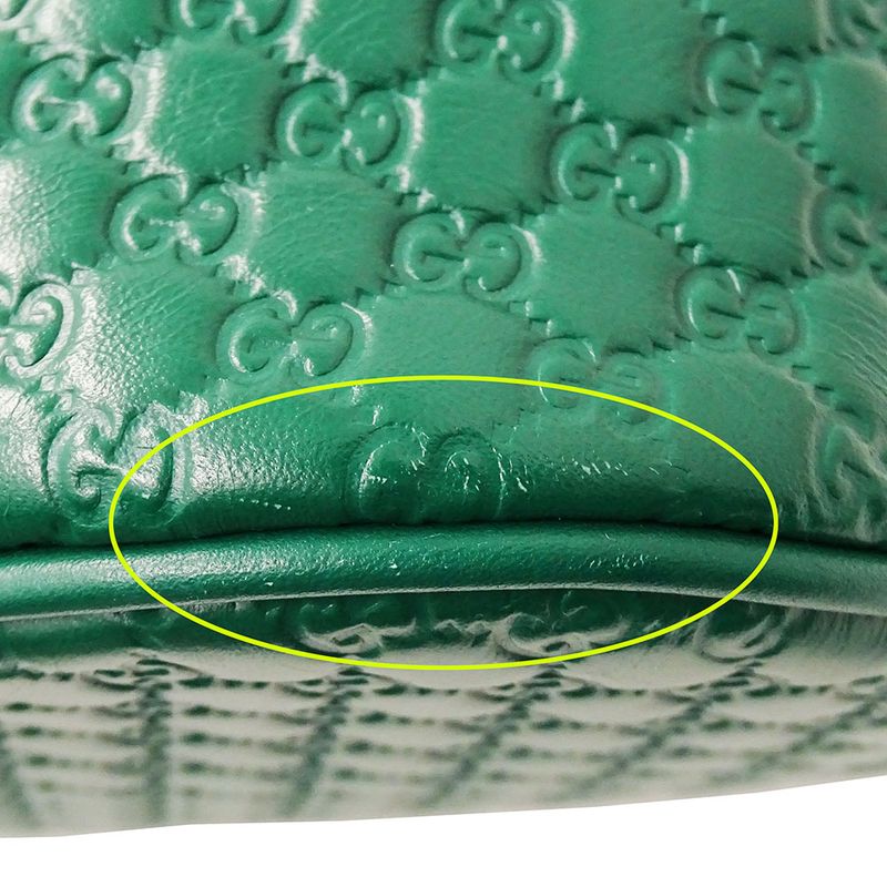Gucci Bag Women's Brand Handbag Shoulder Bag 2way Micro GG Shima Leather Green