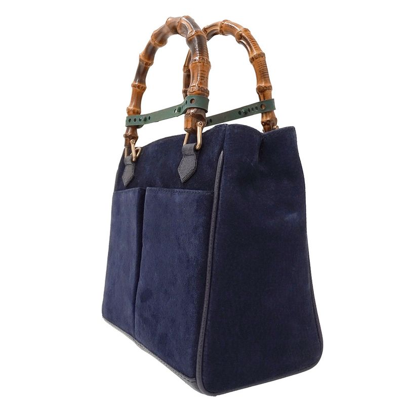 Gucci Bag Women's Brand Handbag Shoulder Bag 2way Bamboo Suede Navy 000/123