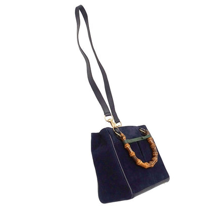 Gucci Bag Women's Brand Handbag Shoulder Bag 2way Bamboo Suede Navy 000/123
