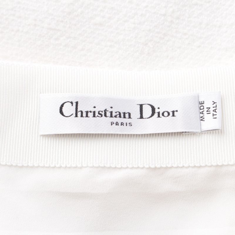 Christian Dior 24 Years Technical Virgin Wool Humidi Skirt 421j46a1761 White 40