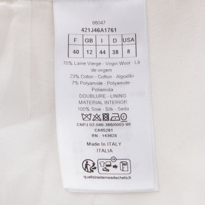 Christian Dior 24 Years Technical Virgin Wool Humidi Skirt 421j46a1761 White 40