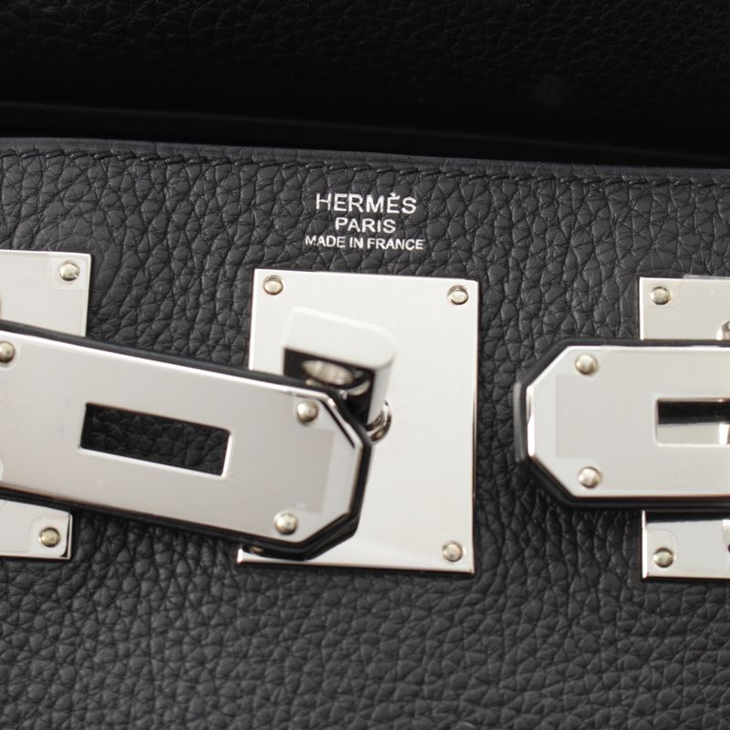 Hermes 2023 B Kelly Akkado PM Togo One Shoulder Body Bag Black Silver Hardware