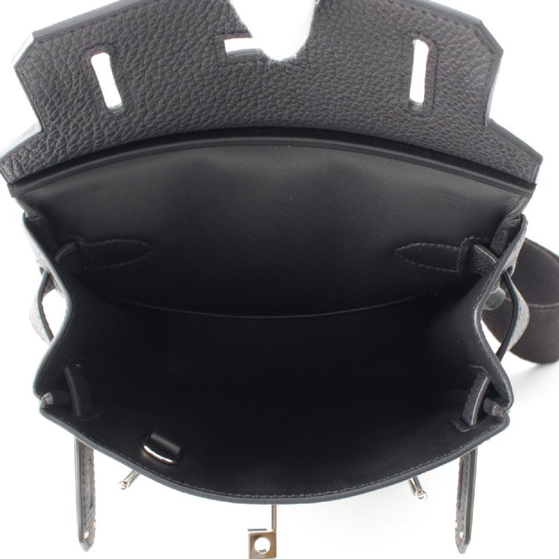 Hermes 2023 B Kelly Akkado PM Togo One Shoulder Body Bag Black Silver Hardware