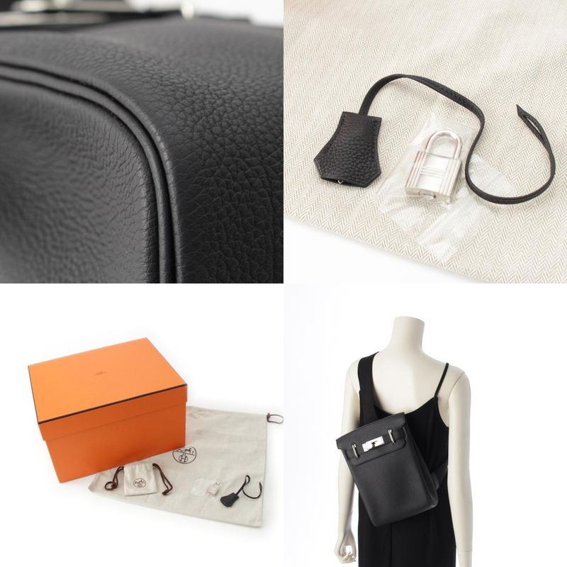 Hermes 2023 B Kelly Akkado PM Togo One Shoulder Body Bag Black Silver Hardware
