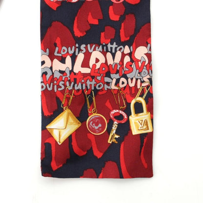 Louis Vuitton Bandeau Silk Monogram Key Pattern Logo Scarf Shawl Red