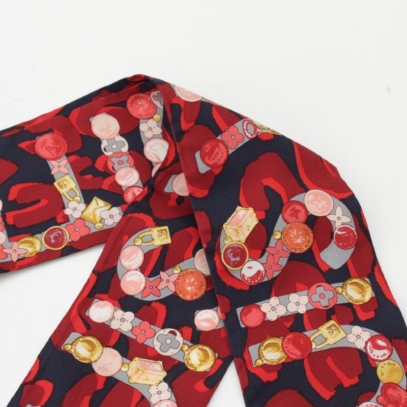 Louis Vuitton Bandeau Silk Monogram Key Pattern Logo Scarf Shawl Red