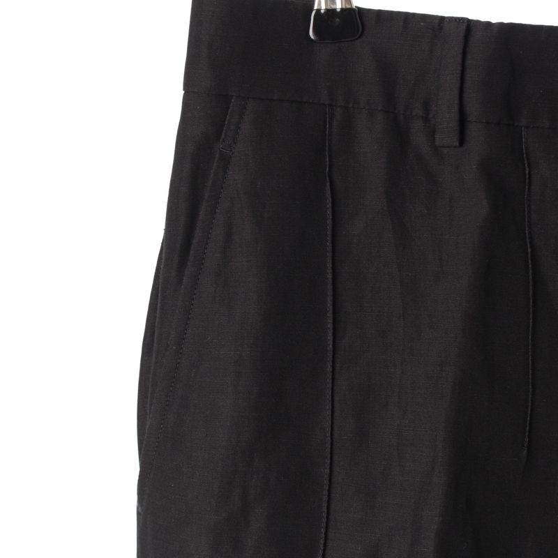 Hermes Wool Linen Pants Bottoms Slacks 63522000 Black 38
