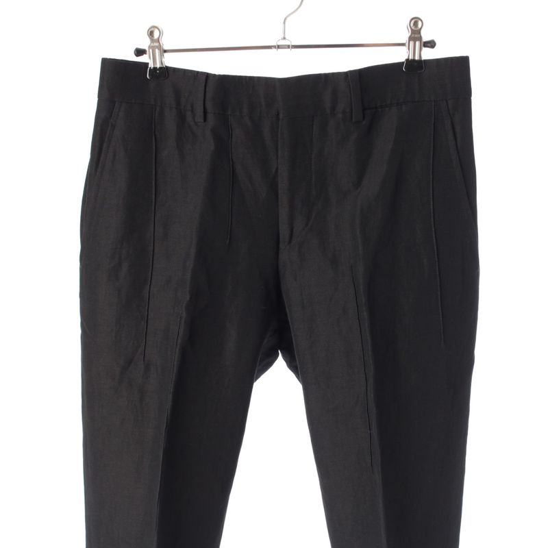Hermes Wool Linen Pants Bottoms Slacks 63522000 Black 38