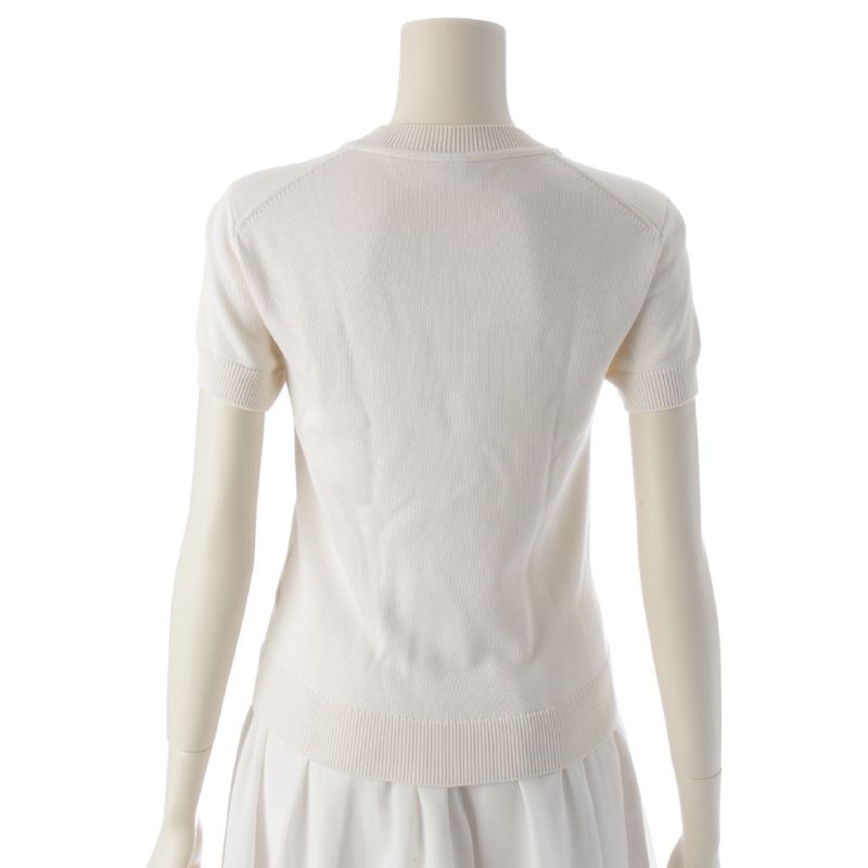 Hermes Viscose X Silk Charm Short Sleeve Knit Sweater Tops 2e2603d6 Ivory 36